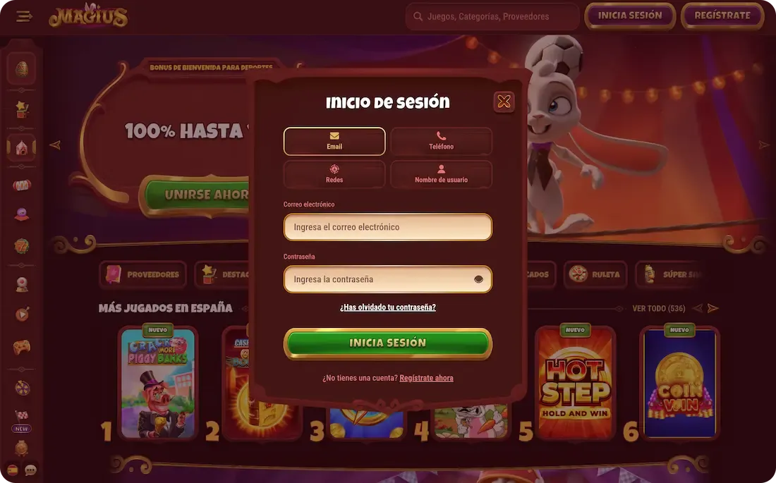 iniciar sesión en el casino magius